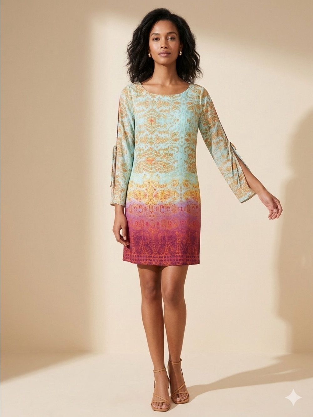 Anthropologie Maeve Cleome 100% Silk Ombré Artsy Sheath Tunic Dress Boho